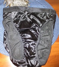 VICTORIA'S SECRET 2000's BLACK LOGO SECOND SKIN MEGA HI CUT panties sz M / 6
