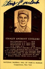 Stan Coveleski HOF Cleveland Indians Signed/Auto HOF Plaque Postcard 162495
