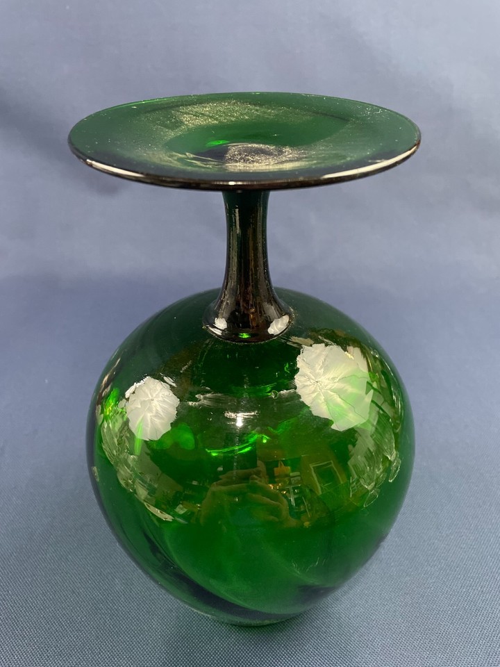 vintage MidCentury Modern green glass brandy snifter vase c.196070s