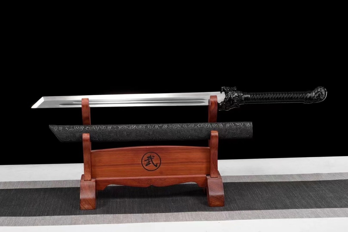 31'' Handmade 1095 Steel Black Dragon Chinese Kungfu Sword Sharp