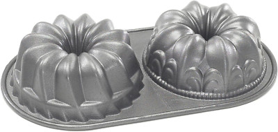 Nordic Ware 84024 Bundt Duet Pan, 5 Cup, Graphite