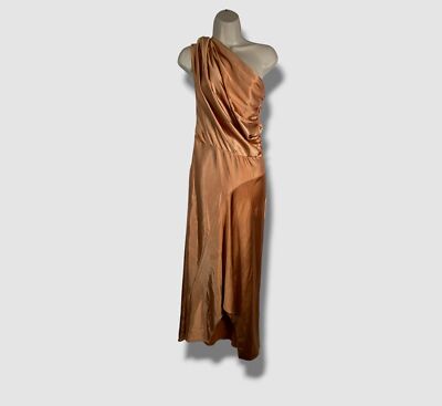 alc silk one shoulder dress A.L.C. Dahlia One Shoulder Pleated Crepe Maxi Dress