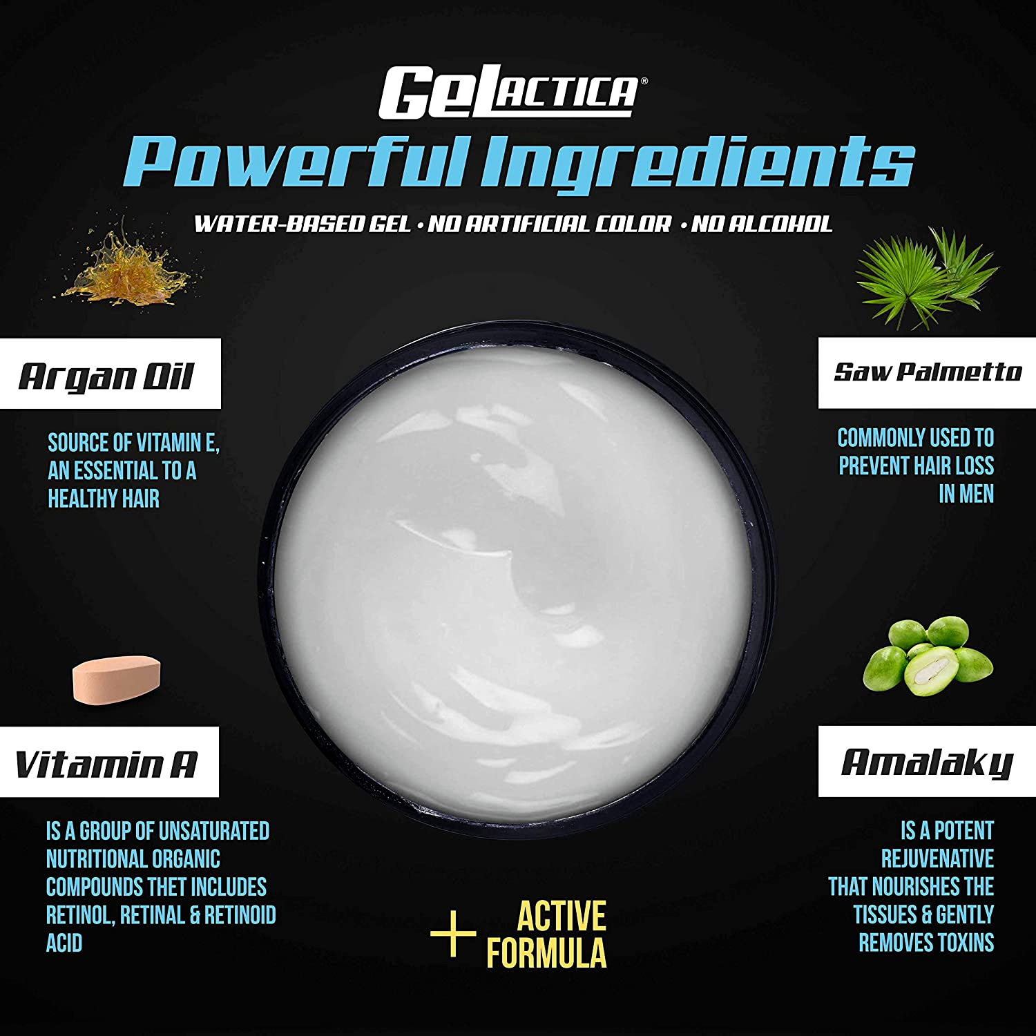 GELACTICA GEL 18 oz Hair Gel for Men Organic Ingredients Water Base