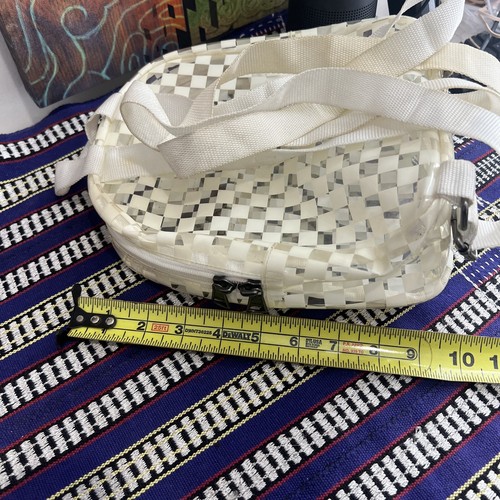 Vans “Off The Wall” Plastic Transparent Clear Checkered Backpack Mini Ivory - Foto 14 di 14