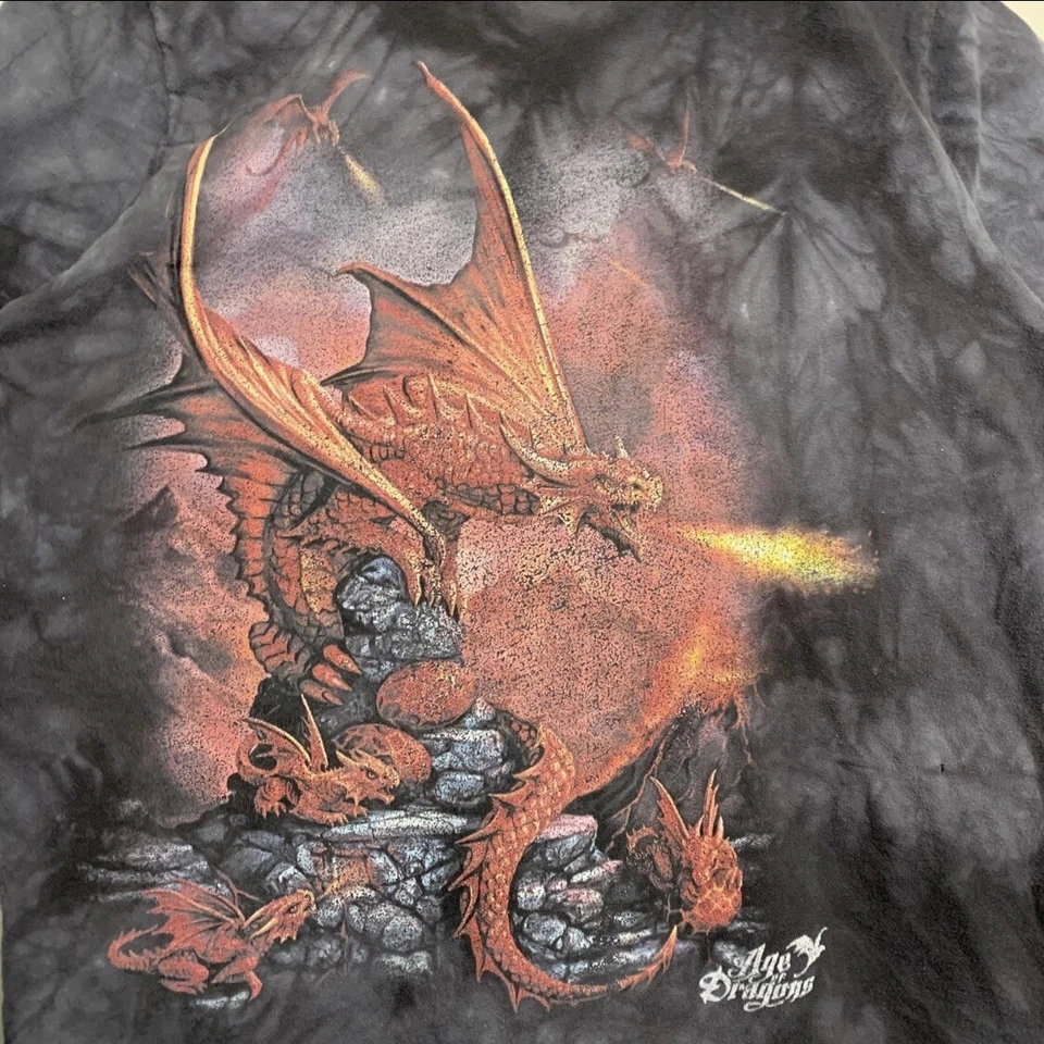 Camiseta The Mountain Age of Dragons Gris Tie Dye Juvenil Talla Grande Y2K Foto 2 de 4