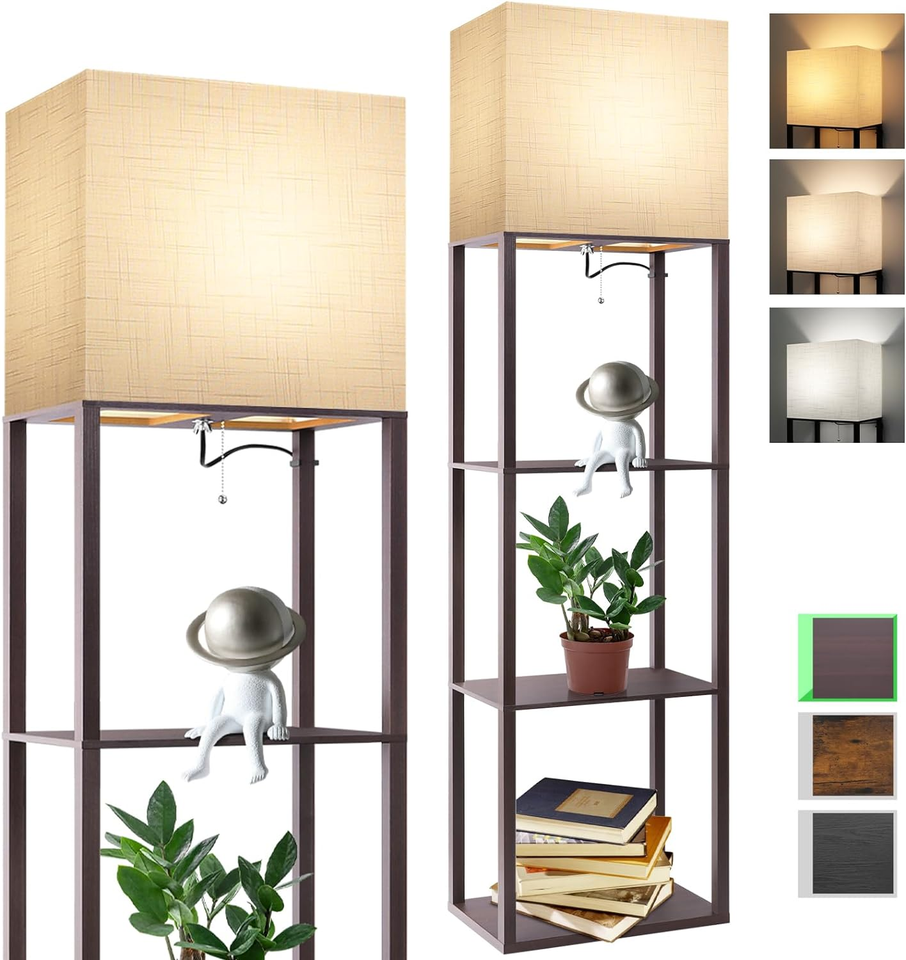 plus Floor Lamp with Shelves, Wide Shelf Lamp, Shelf Floor Lamp with