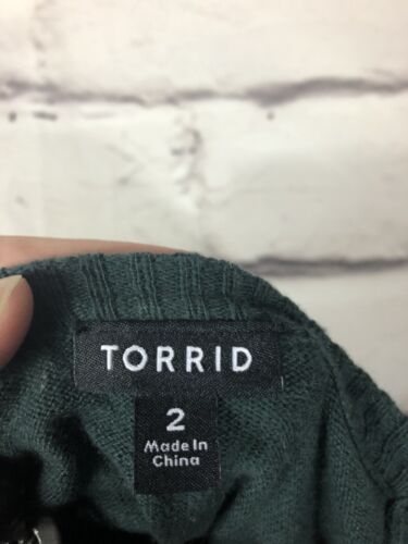 Maglione pullover verde manica lunga Torrid donna taglia 2 con cuore zebrato - Foto 3 di 7