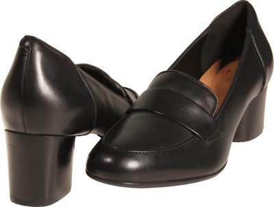 Clarks Un Cosmo Way Womens Heeled Pump Black Leather Size 8 M