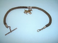 POCKET WATCH CHAIN WOVEN HAIR WITH RED EYE HORSE CHARM HORSE HAIR