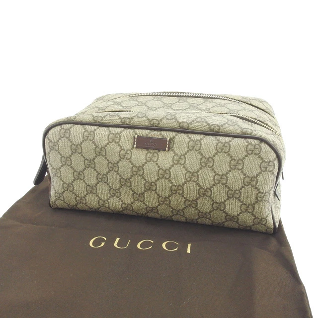 Gucci Pochette Sac G Logos Beige Marron Femme Authentique Occasion Y3717