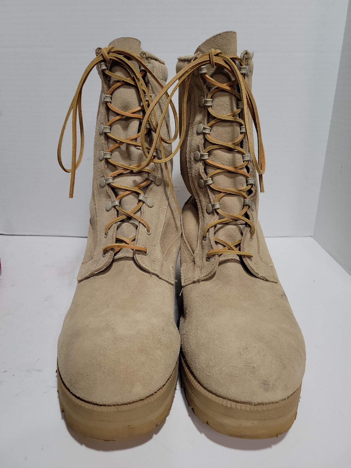 MILITARY STYLE TAN LEATHER VIBRAM SOLES MENS 12.5R BO… Gem