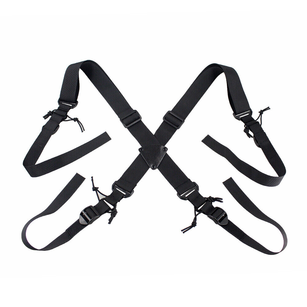 Men's Tactical Suspenders Adjustable Duty Belt Harness Strap X Back Support