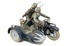 Lineol/Hausser/Elastolin, Kradmelder Fahrer; Sozius & Soldat im Beiwagen (333)