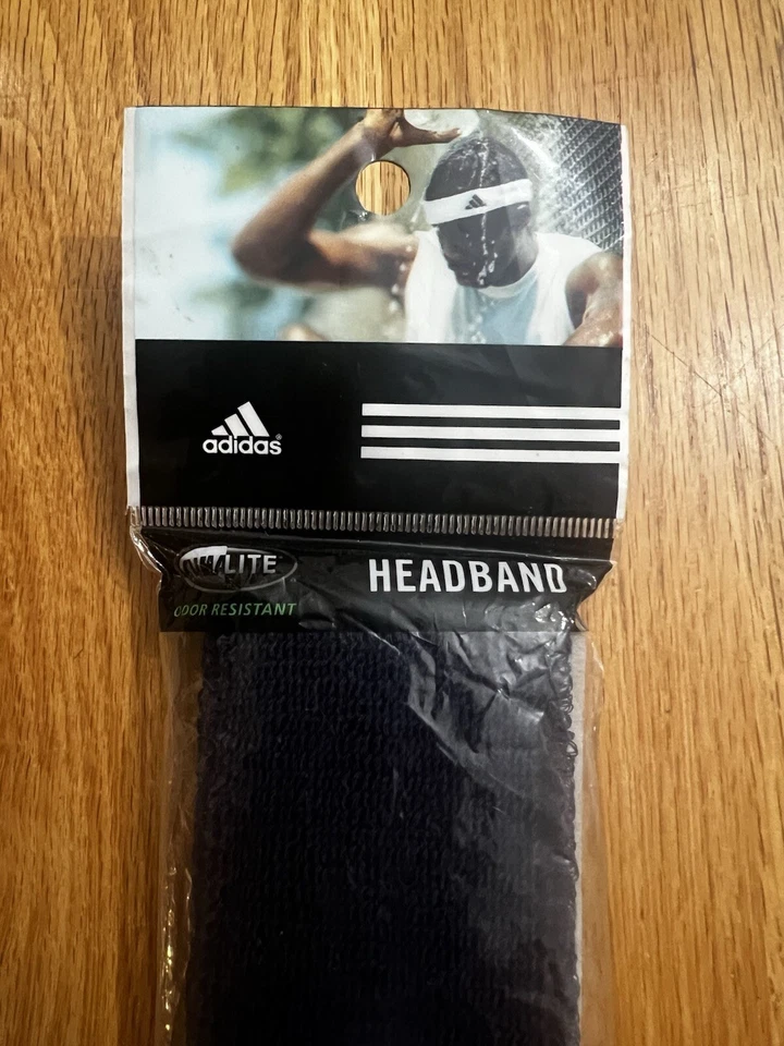 Adidas Climalite Diadema Azul Marino Terry Bordado Elástico Algodón/Nylon DE COLECCIÓN Foto 3 de 4