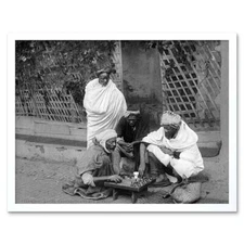 Chess Algeria Vintage History Old Bw 12X16 Inch Framed Art Print