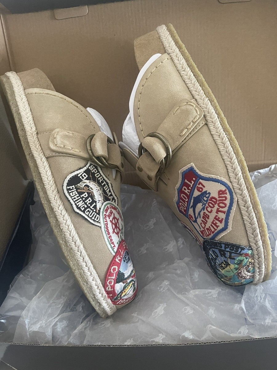Polo Ralph Lauren Turbach Logo Patch Suede Clogs -Size UK 9