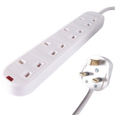 Connekt Gear UK 4-Gang Power Network Surge Protected Extension Block 2m