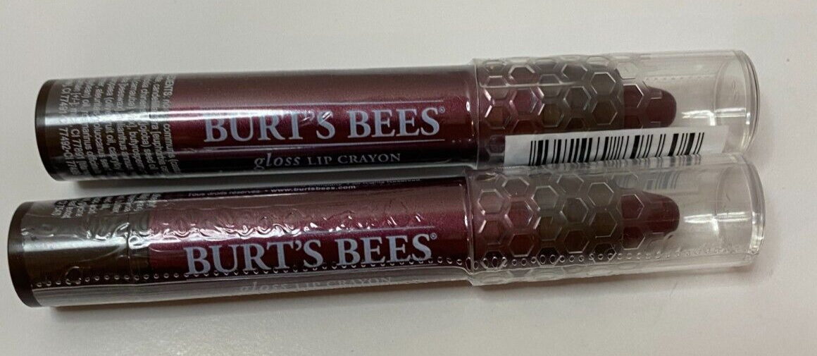 Burt's Bees Gloss Lip Crayon 432 Bordeaux Vines 100 Natural Lot of 2