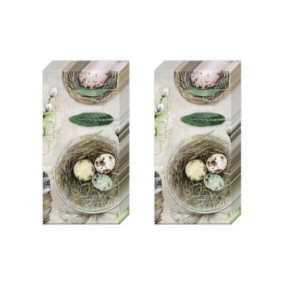 Eier und Federn Natur Ostern Taschentücher 21 cm qm 4-lagig 2 Packungen