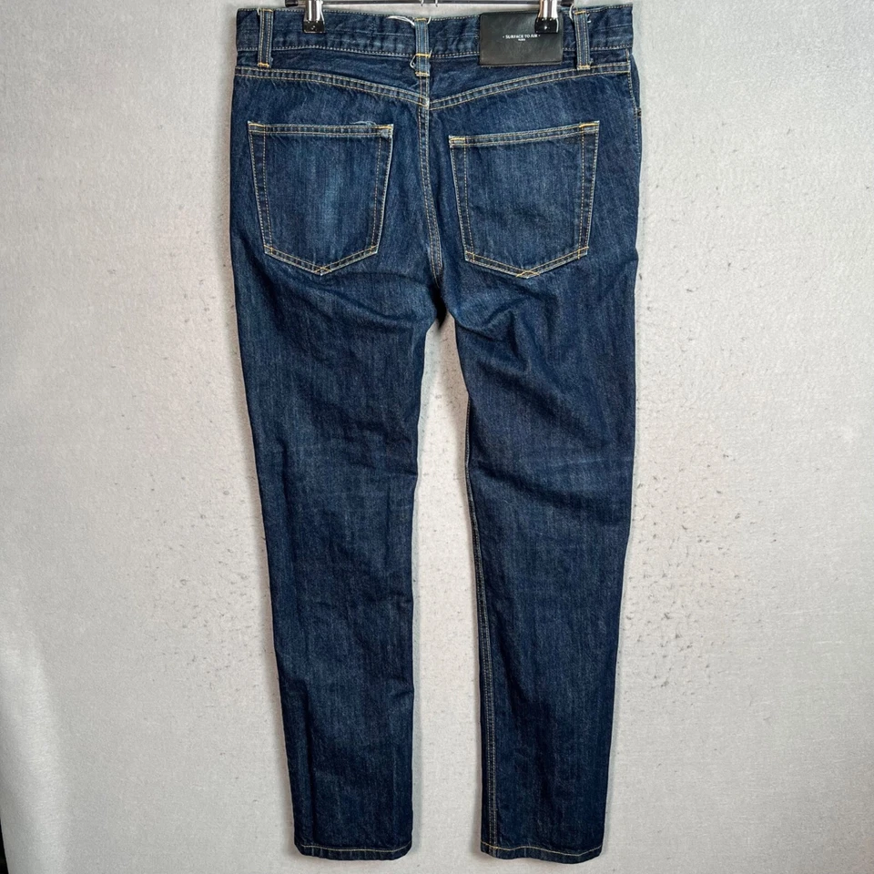 Pantalones de mezclilla Surface To Air ajustados lavado oscuro talla 31 para hombre 100 % algodón Foto 2 de 4