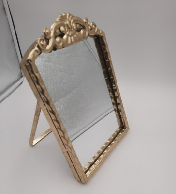 Tabletop Mirror Ornate Metal  Framed Rectangle With Stand 8''x12