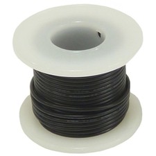 25 Feet Black 22 Gauge Stranded Hook-Up Wire, Tinned Copper, PVC Insulation