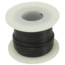 25 Feet Black 22 Gauge Stranded Hook-Up Wire, Tinned Copper, PVC Insulation
