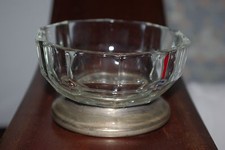 Antik Zinn Glas Schale ca 11 cm &Oslash; Geb&auml;ckschale  Glasschale Pokal Deko