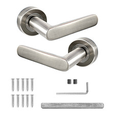 Modern Minimal Door Handles in Satin Nickel Colour - Simple Design Internal Door