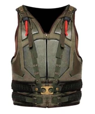 The Dark Knight Rises Tom Hardy Military Green Leather Bane Vest- Vest For Men