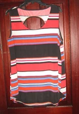 db 1962 Dressbarn Woman Plus 1X Stretch Top Tunic Shirt Blouse Keyhole Striped