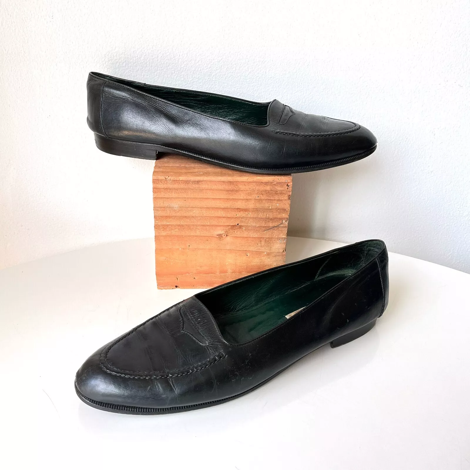 Mocassins homme Gucci noir vintage années 70 80 chaussures à enfiler pointure 46,5