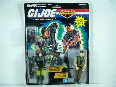 K24i00745 NIGHT FORCE SNEAK PEEK & FALCON MOC MINT ON SEALED CARD GI JOE VINTAGE