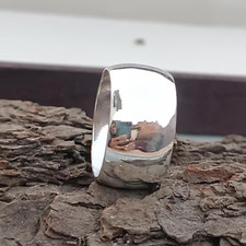925 Sterling Silver, Half Dome Ring, Wide Band Ring, Comfort Fit 8 mm Band Ring,