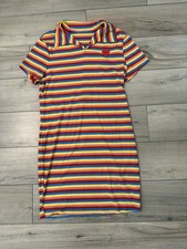 Shein Rainbow Stretchy Ribbed Striped Heart Patch Bodycon Dress