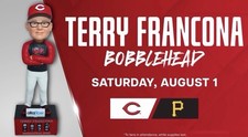 CINCINNATI REDS Manager Terry Francona BOBBLEHEAD 8/1/26 New 2026 Pre Sale NIB