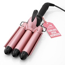 Three Barrel Curling Iron Wand Hair Waver with LCD Temperature Display - 1 In...