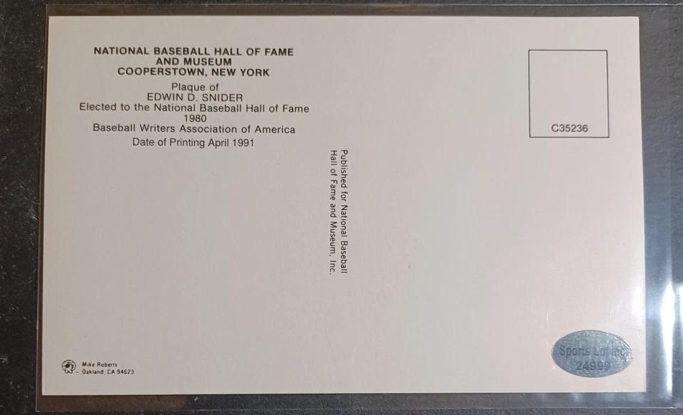 DUKE SNIDER AUTOGRAPHED HALL OF FAME BASEBALL PLAQUE NM-MINT (COA) MINT A-1 - Image 2 of 3