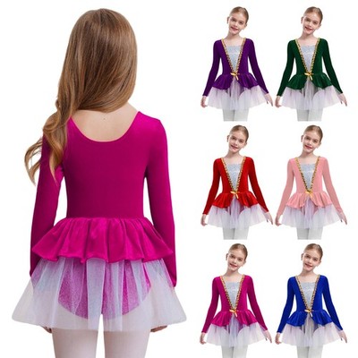 Kinder Mädchen Gymnastik Ballett Tanz Kleid Kostüm Bühne Aufführung Tutu Röcke