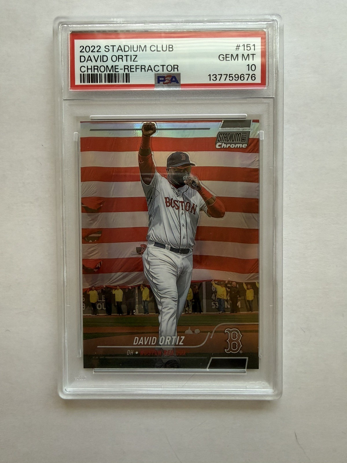 2022 Topps Stadium Club SP Chrome Refractor David Ortiz PSA 10 #151 Red Sox POP3