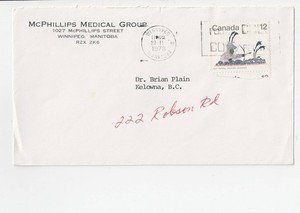 Winnipeg, Manitoba 1978 McPhillips Medical Group - corner card