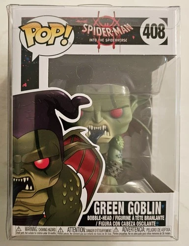 FUNKO POP 408 SPIDER-MAN INTO THE SPIDER-VERSE GREEN GOBLIN FIGURE w/ PROTECTOR