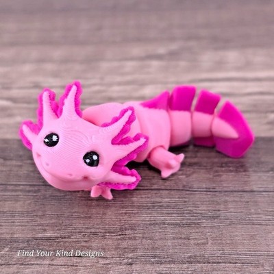 Axolotl Articulated Flexi Fidget Toy 2.5''   Choose Color   3D Printed Desk Pet