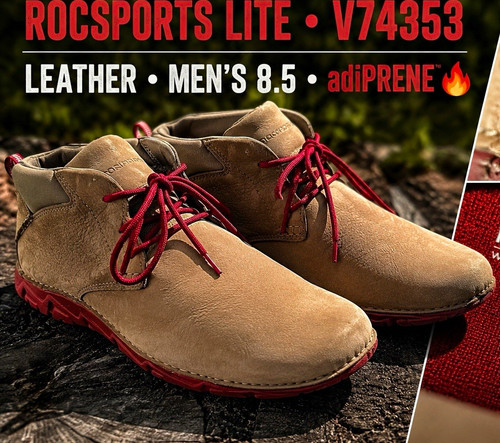 Rockport RocSports Lite V74353 Men’s Leather Chukka Lace-Up Beige Red 8.5