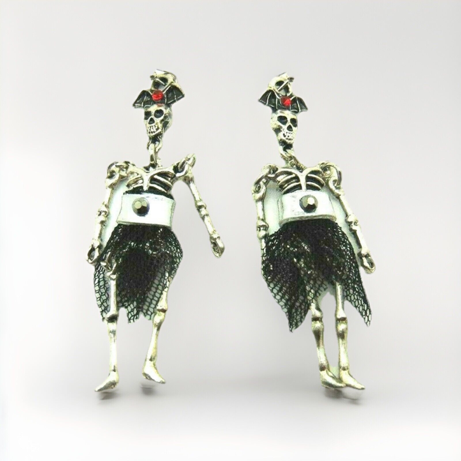 Skeleton Dangle Earring Moving Limbs Pierced Ears… - image 2