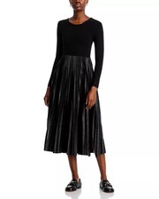 Elie Tahari The Mave Mixed Media Dress Black Large NEW $395