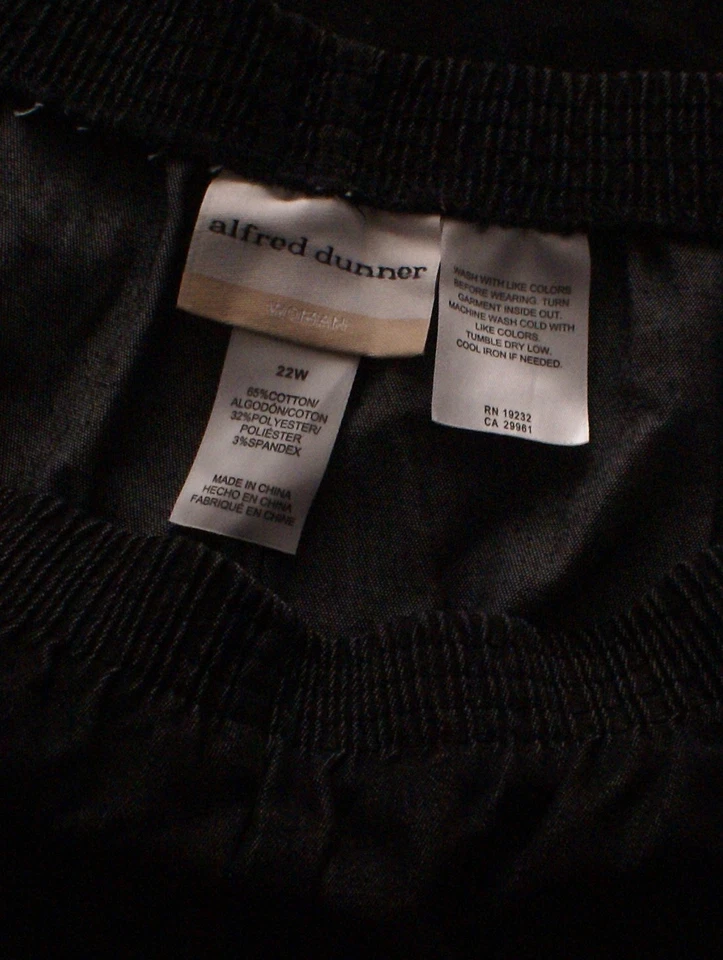 Женские черные джинсовые брюки Alfred Dunner 22W без застежек/эластичная талия, внутренний шов 27 дюймов - Изображение 3 из 3