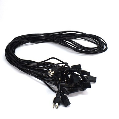 (Lot of 10)Standard 7.5ft Black AC Power Cord/Cable NEMA 5-15P to C13 Monitor/PC