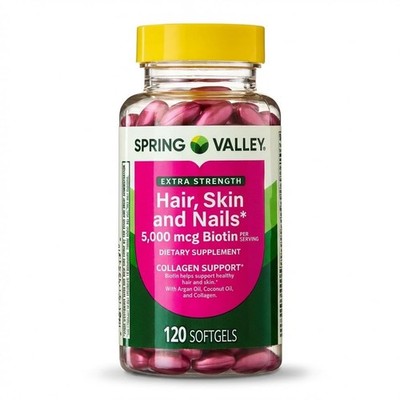 Spring Valley Extra Strength Hair, Skin & Nails Dietry Supplement 120ct 5000 mcg