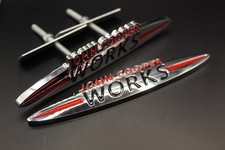 135mm Chrome Silver Red Front Grille & Rear Badge for Mini John Cooper Works JCW
